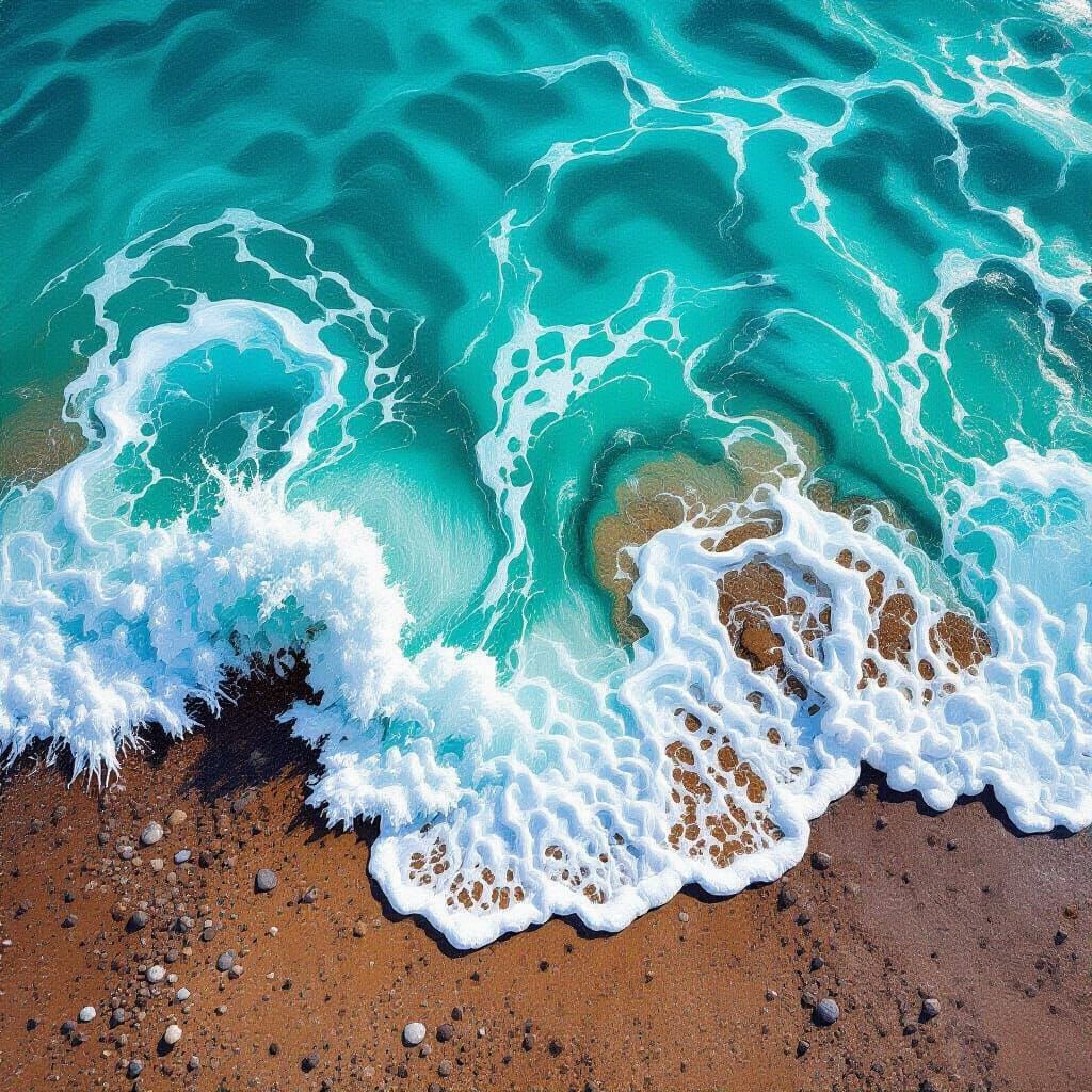 Epoxy Resin Ocean Waves Crashing on Rocky Beach