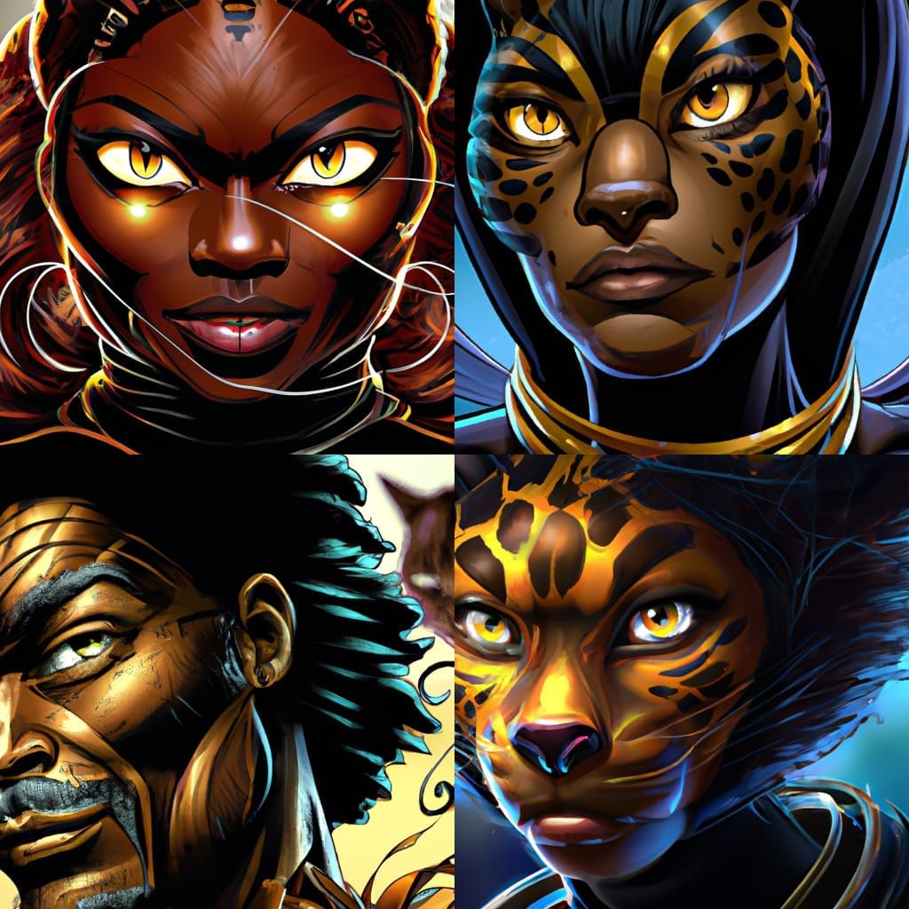 Melanated Thundercat Portrait in Comic Book Style