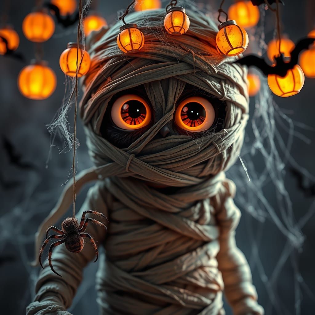 Adorable Halloween Mummy in Ethereal Lighting