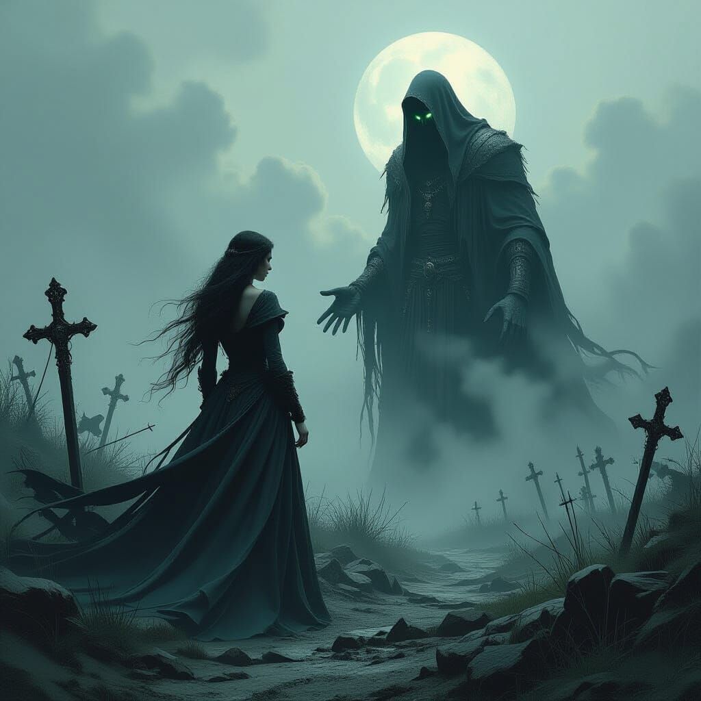 Necromancer's Battlefield: Dark Fantasy Digital Art