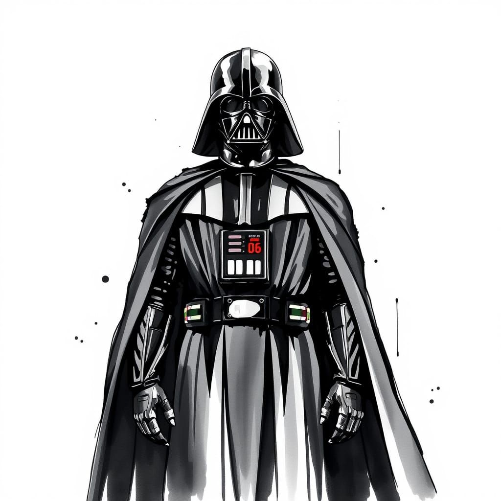 Darth Vader in Expressive Watercolor Style
