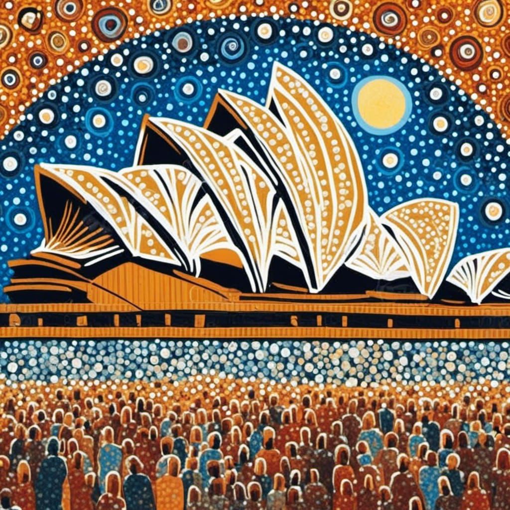 The Sydney opera house and surrounding area in the style of ...
