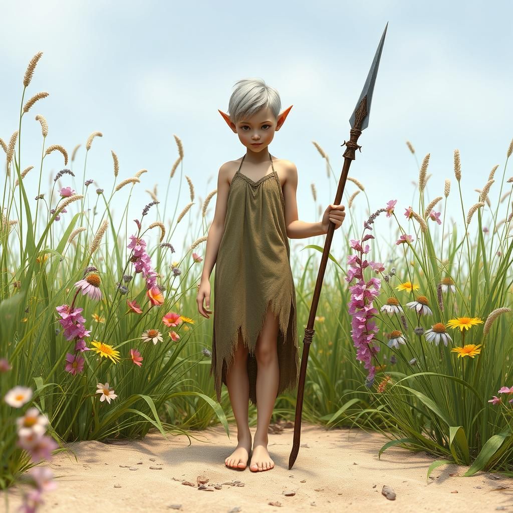 Fae Woman in Oversized Flower Field