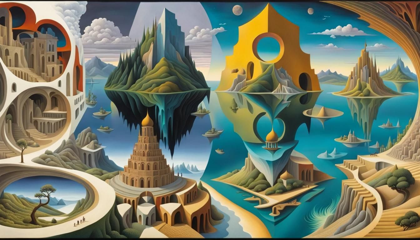 Surreal Landscape Inspired by Dali, Yerka, and Escher