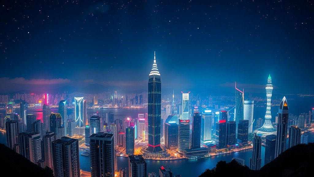 Hong Kong Victoria Harbour Night View from The Peak