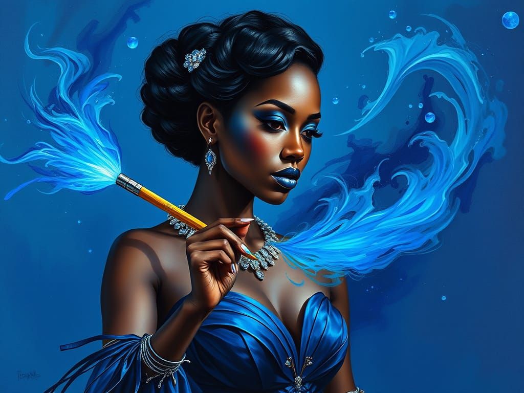 Magical Painter Creates a Blue World