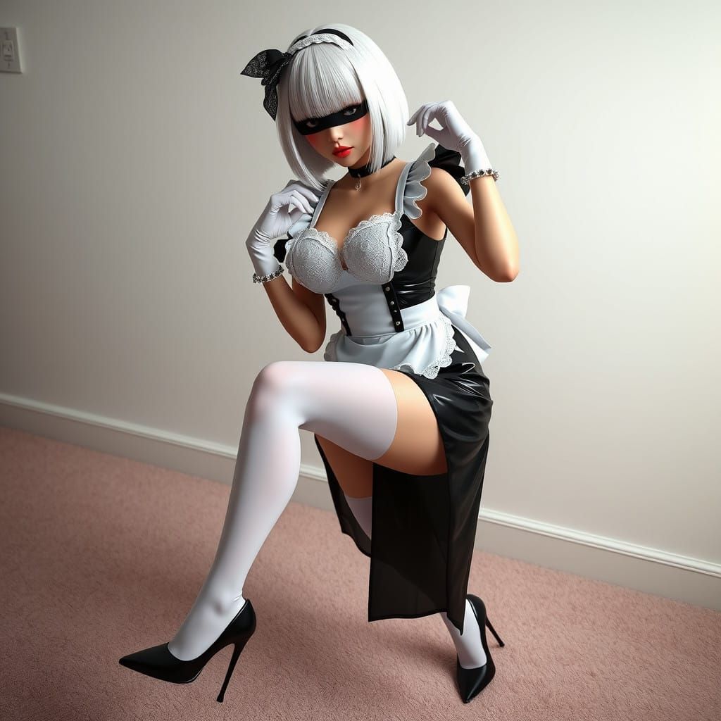 Seductive Anime-Inspired Maid in 3D Anime Art Style