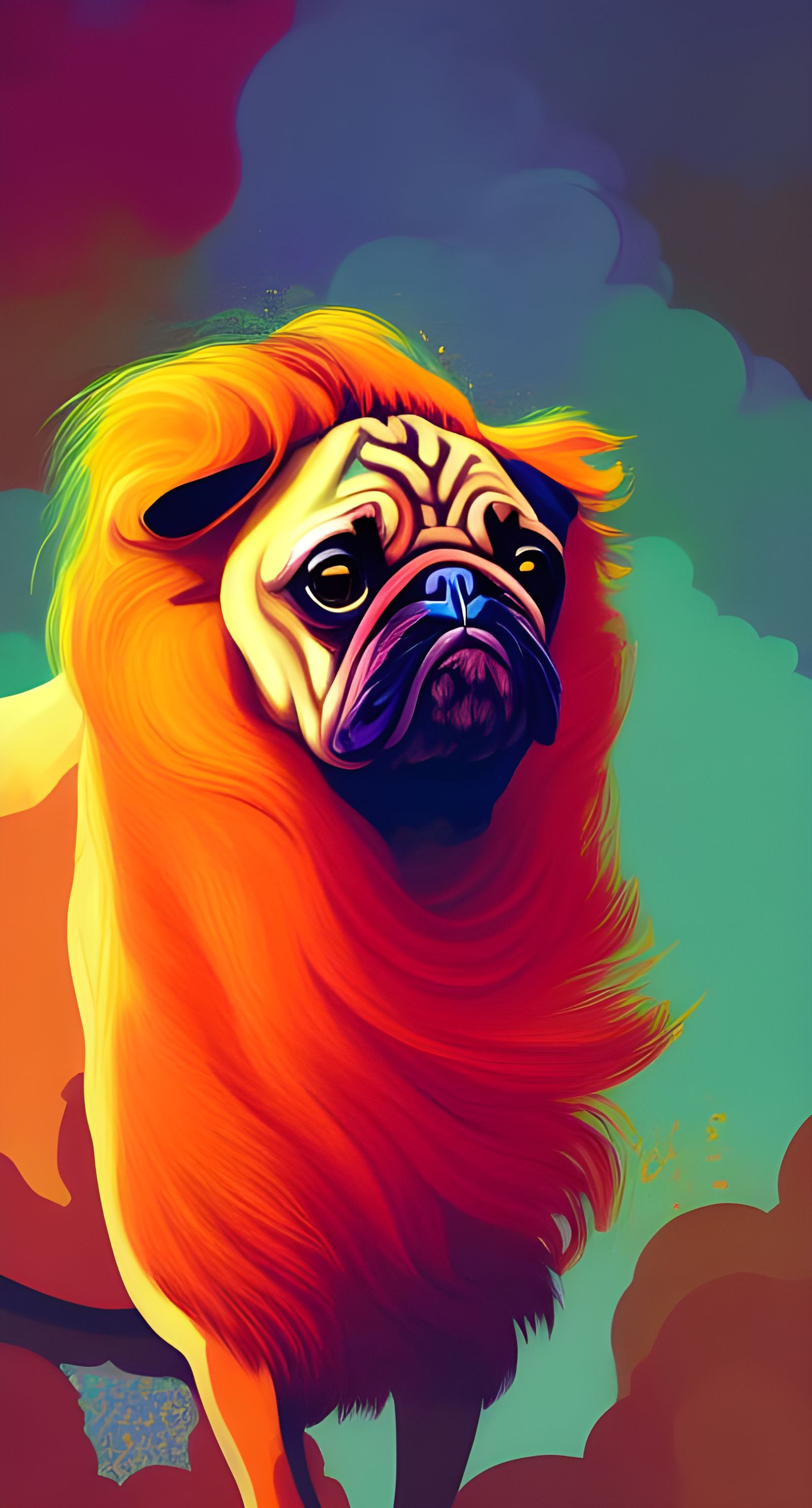 Pug Faced Lion Digital Illustration