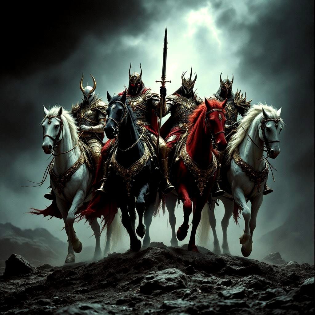 Apocalyptic Horsemen in Dark Cinematic Style