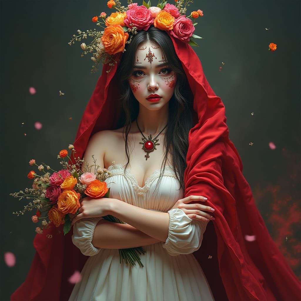 Catrina with Crimson Reboso: Fantasy Concept Art