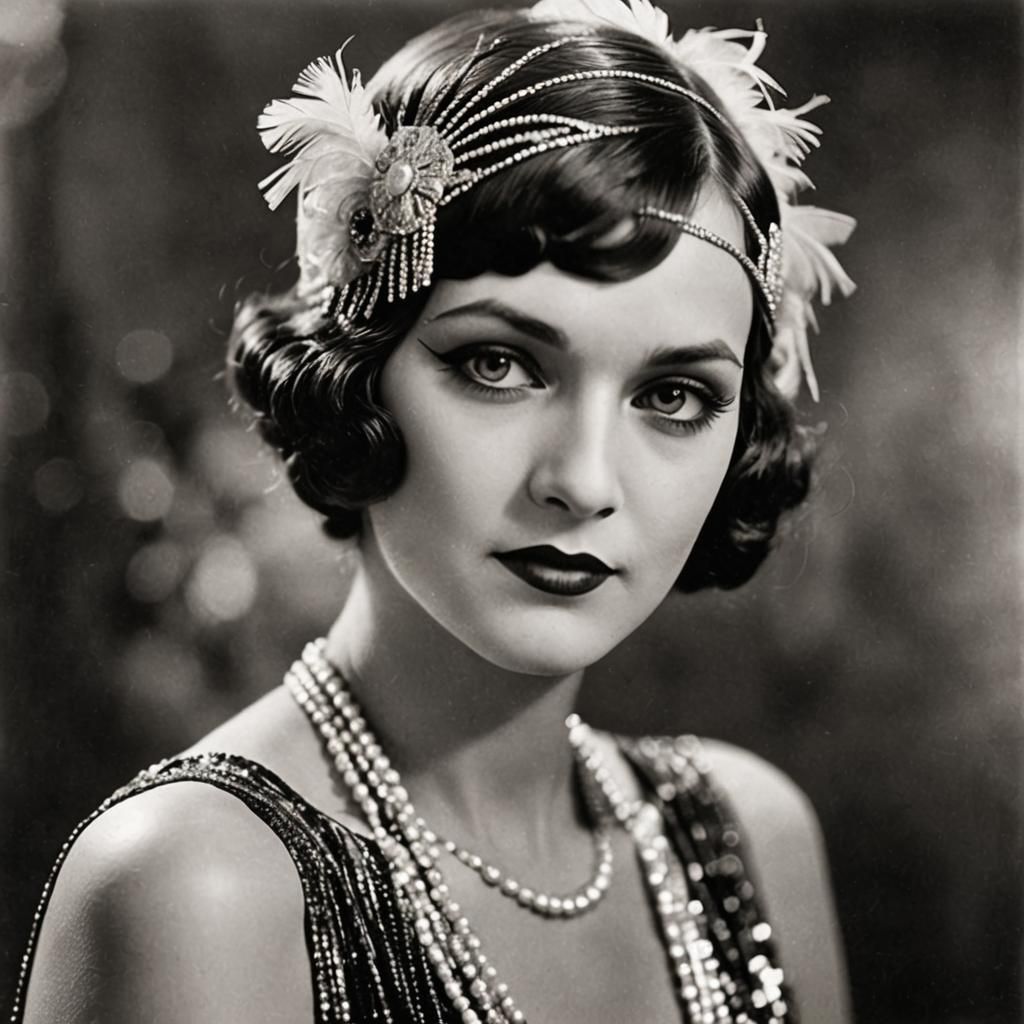 Roaring Twenties Flapper in Black and White