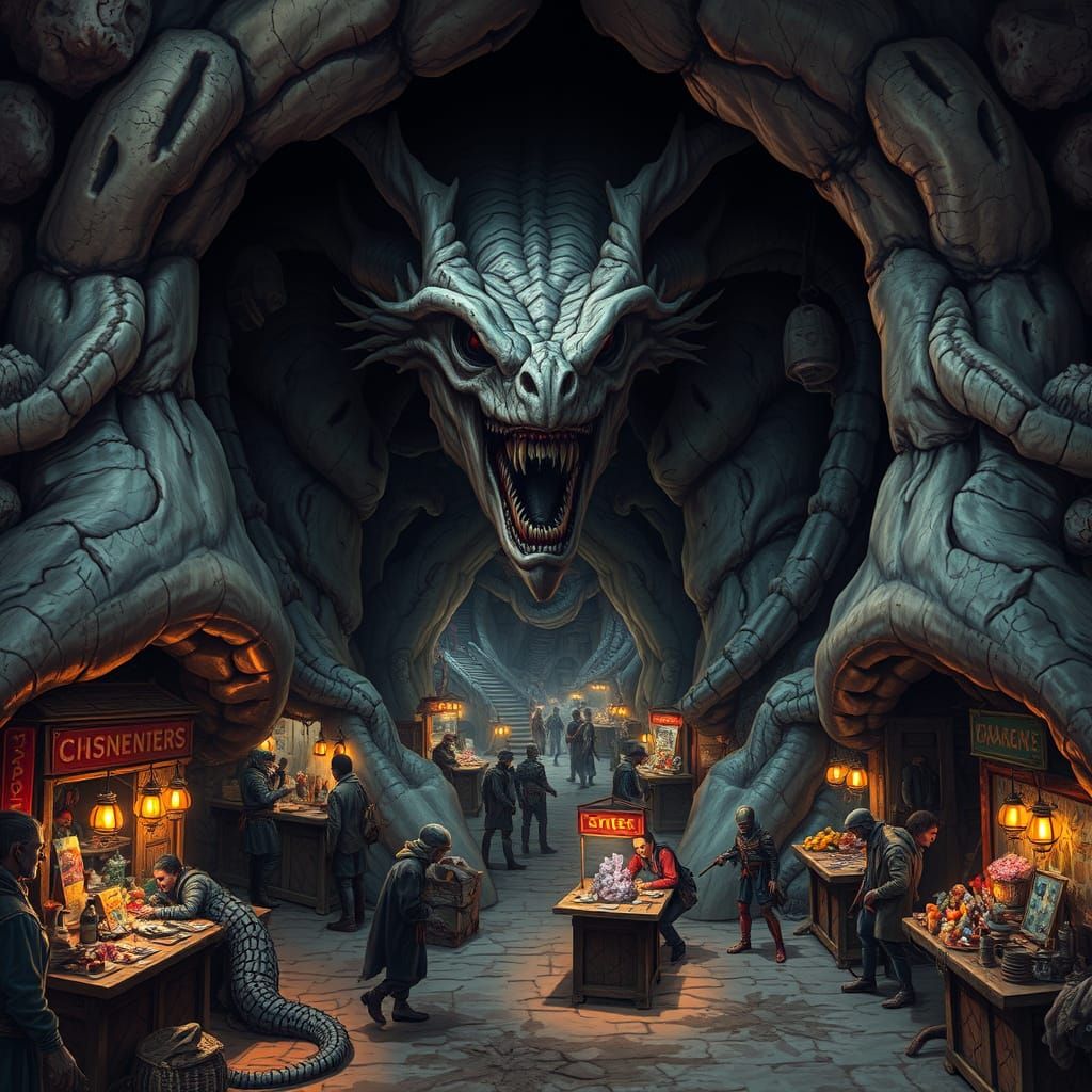 Intergalactic Bazaar in a Space Dragon Maw