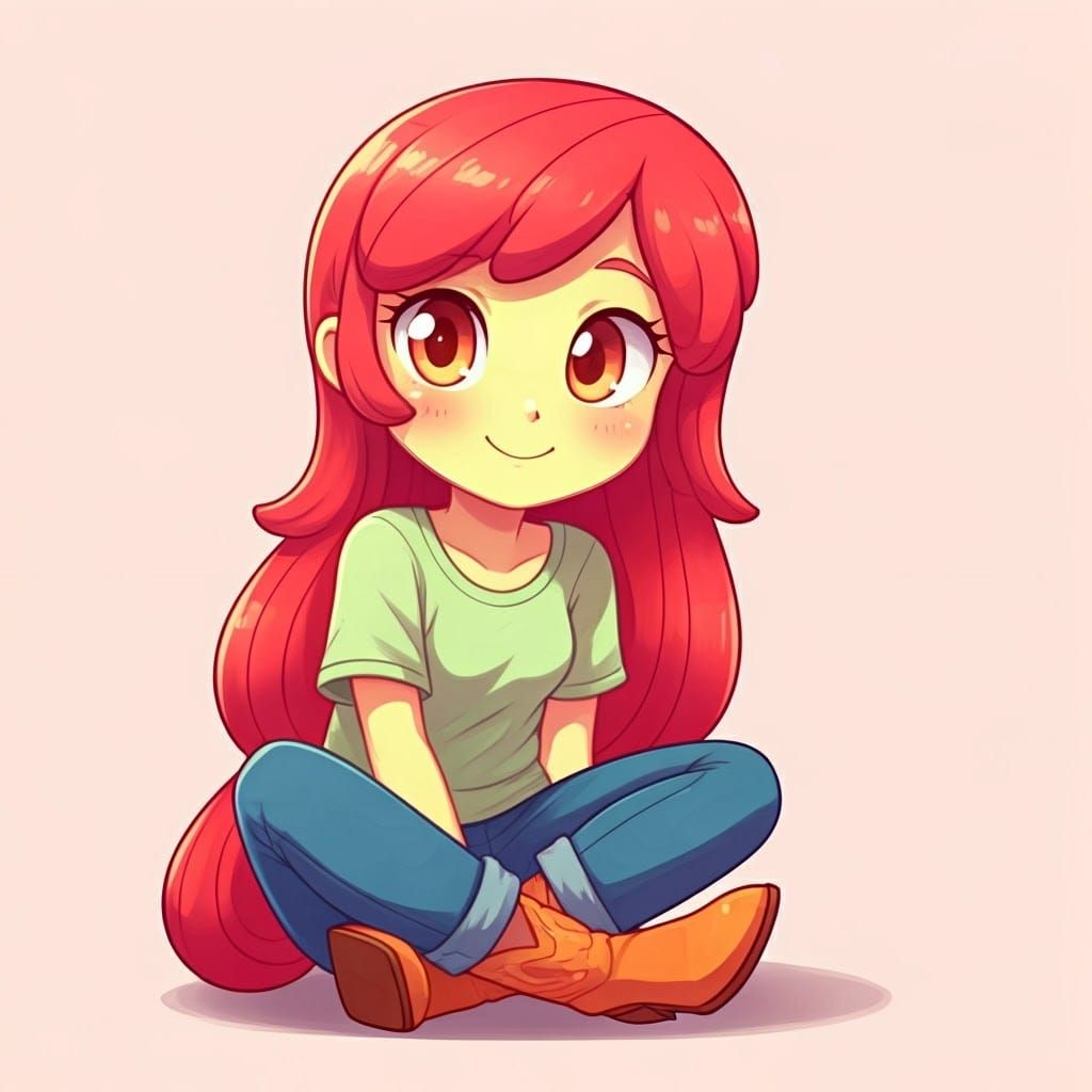 Applebloom: Cheerful Anime Student with Cowboy Boots