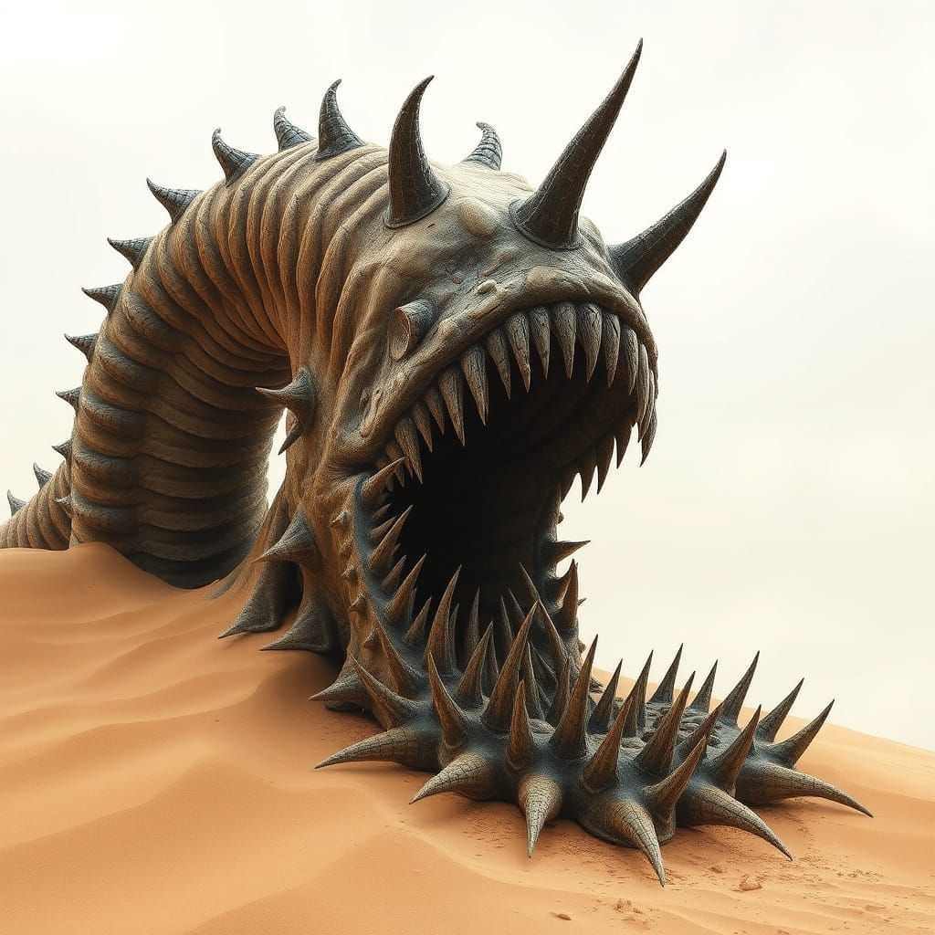 Ominous Sand Worm with Shark Teeth in Dark Biomechanical Sty...
