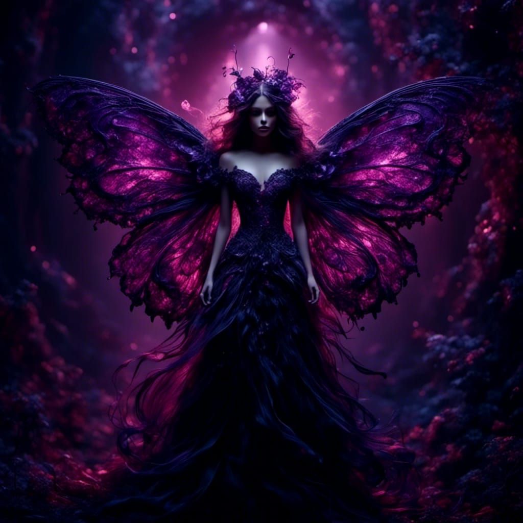 Dark Fantasy Moth Fairy with Expressive Eyes