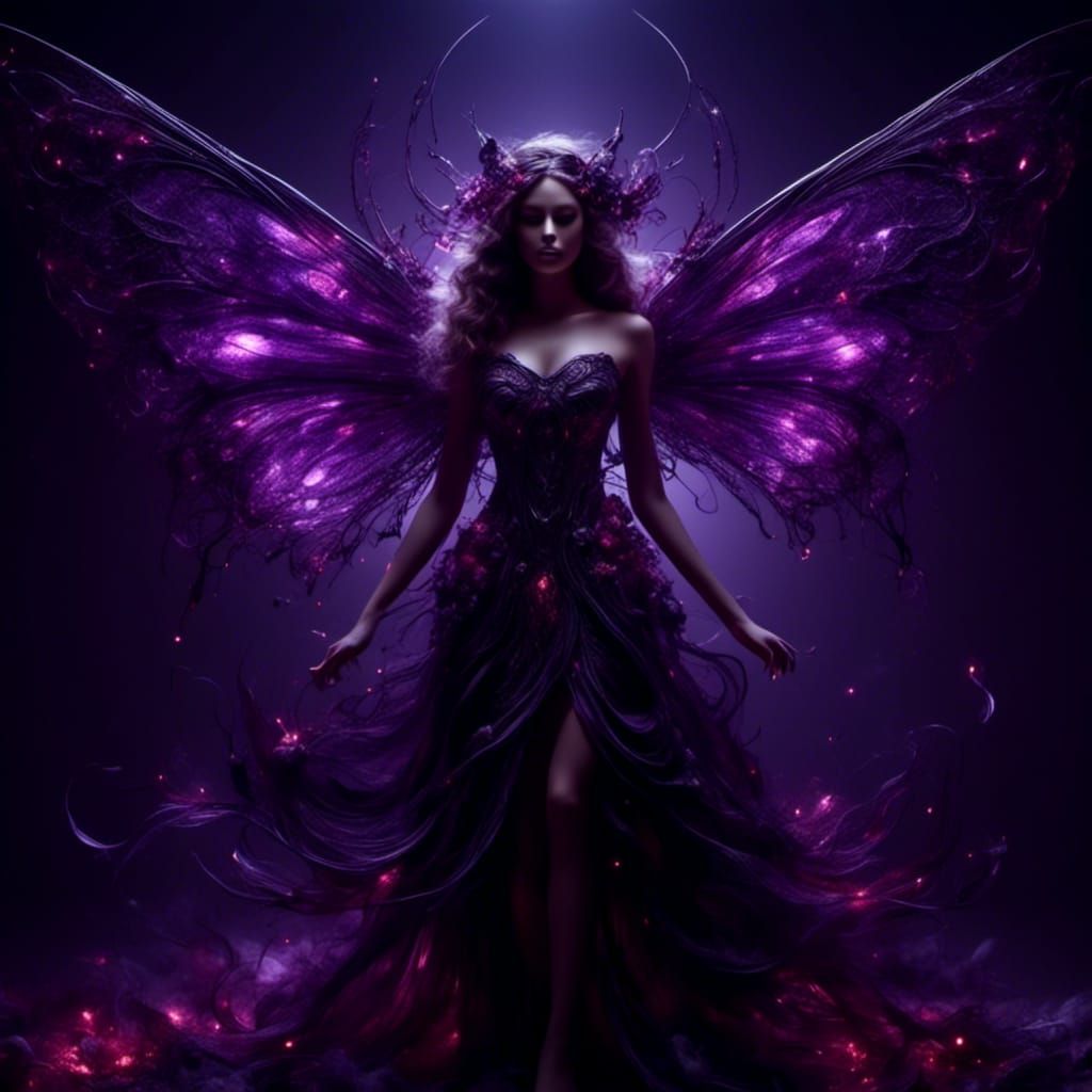 Dark Moth Fairy with Expressive Eyes