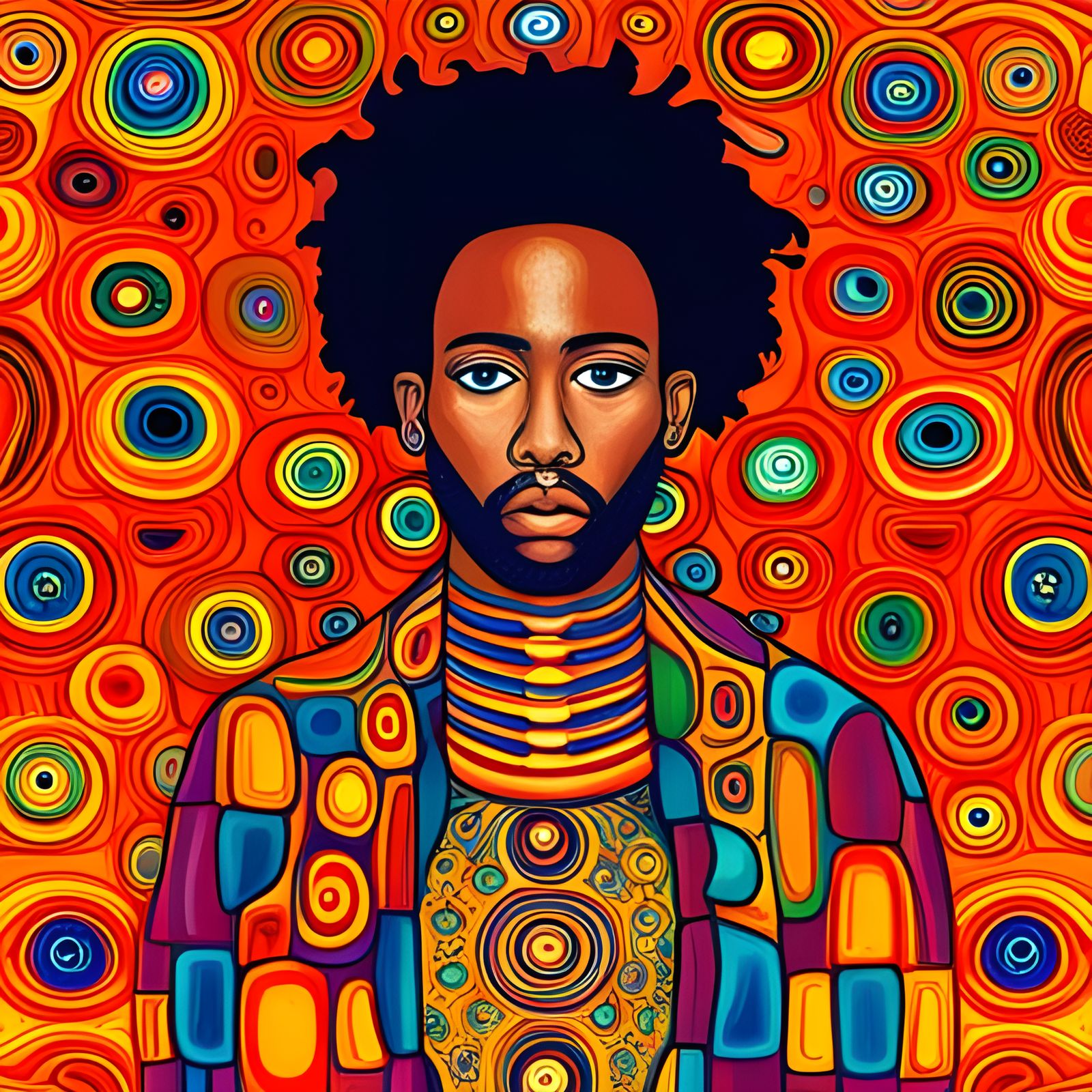 Psychedelic Portrait in Klimt-Inspired Pop Art Style