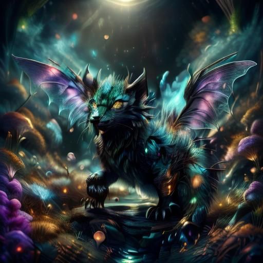 Fairy Flying in Magic Jungle, Digital Art