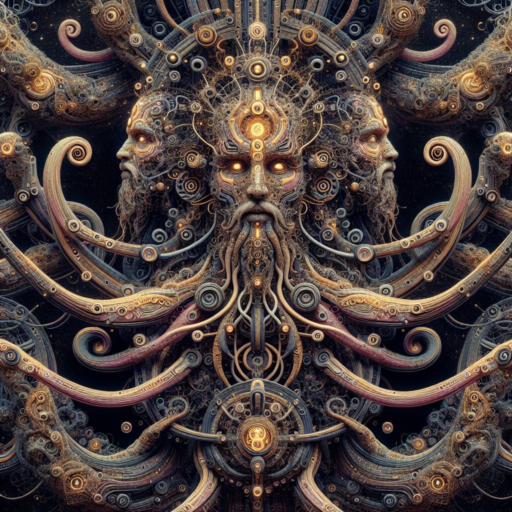 The A.I. gods from the 9th dimension, intricately detailed and designed, 8k resolution
