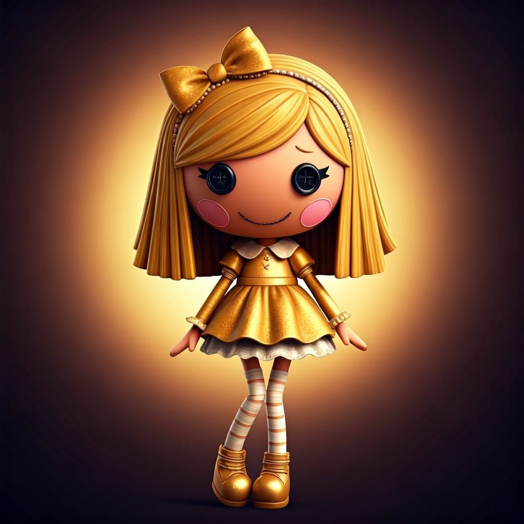Lalaloopsy Character in Gold: 3D Digital Art