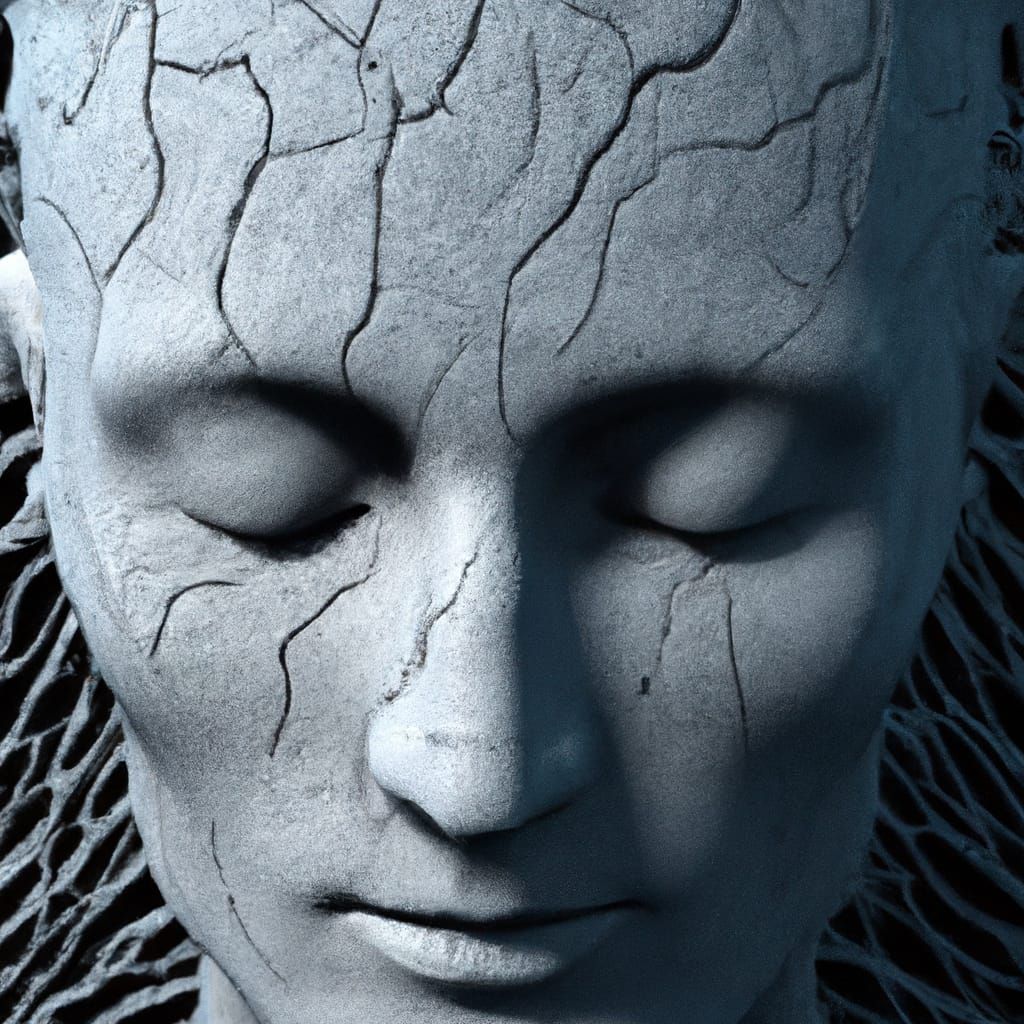 Surreal Human Head Sculpture in Modern Abstract Style