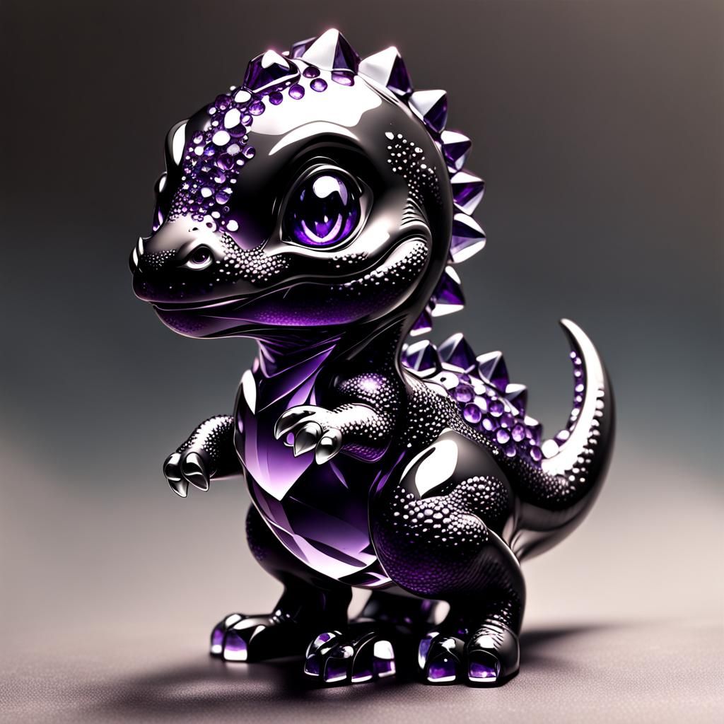 Chibi Baby Dinosaur with Crystal Glass Texture