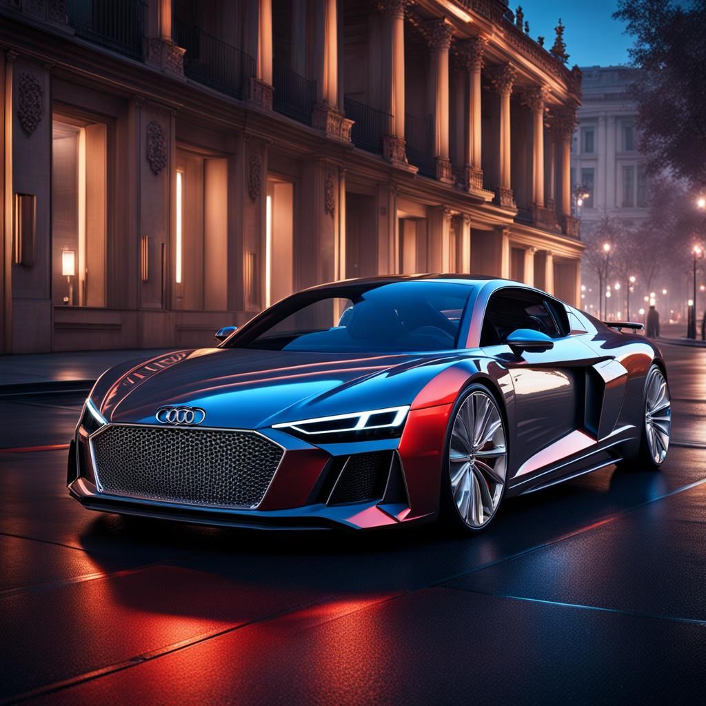 Futuristic White Car in Hyperrealistic Digital Art Style