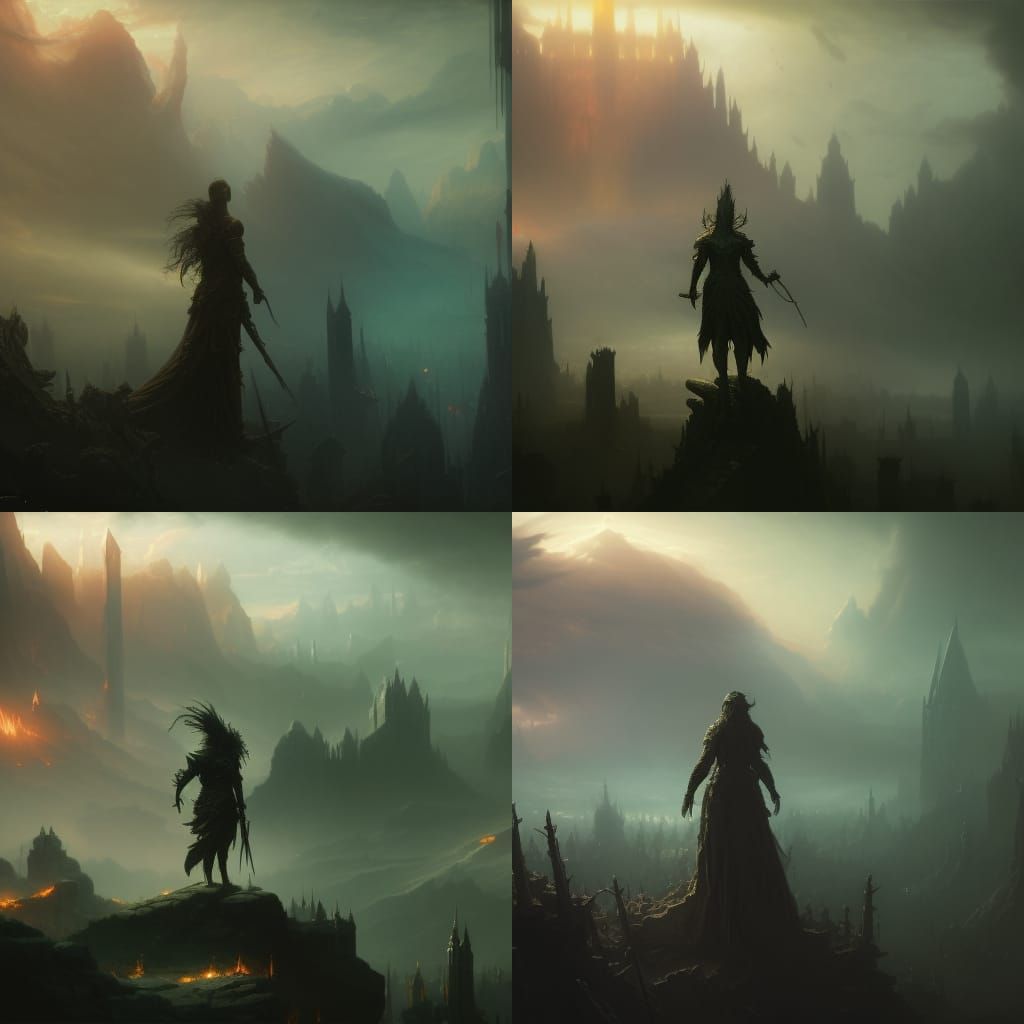 Dark Conqueror Overlooking Horizon: Fantasy Concept Art