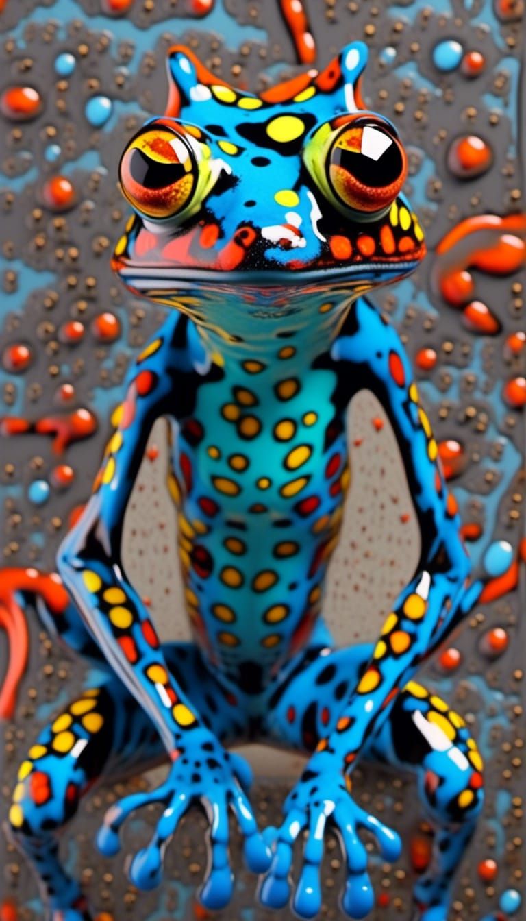 Neon Alien Frog in Neo-Expressionist Style