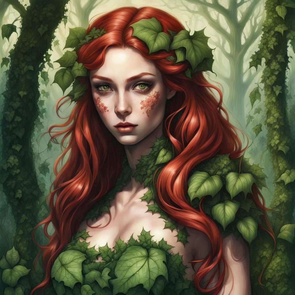 Beautiful Dryad Girl with Ivy, Manga Style