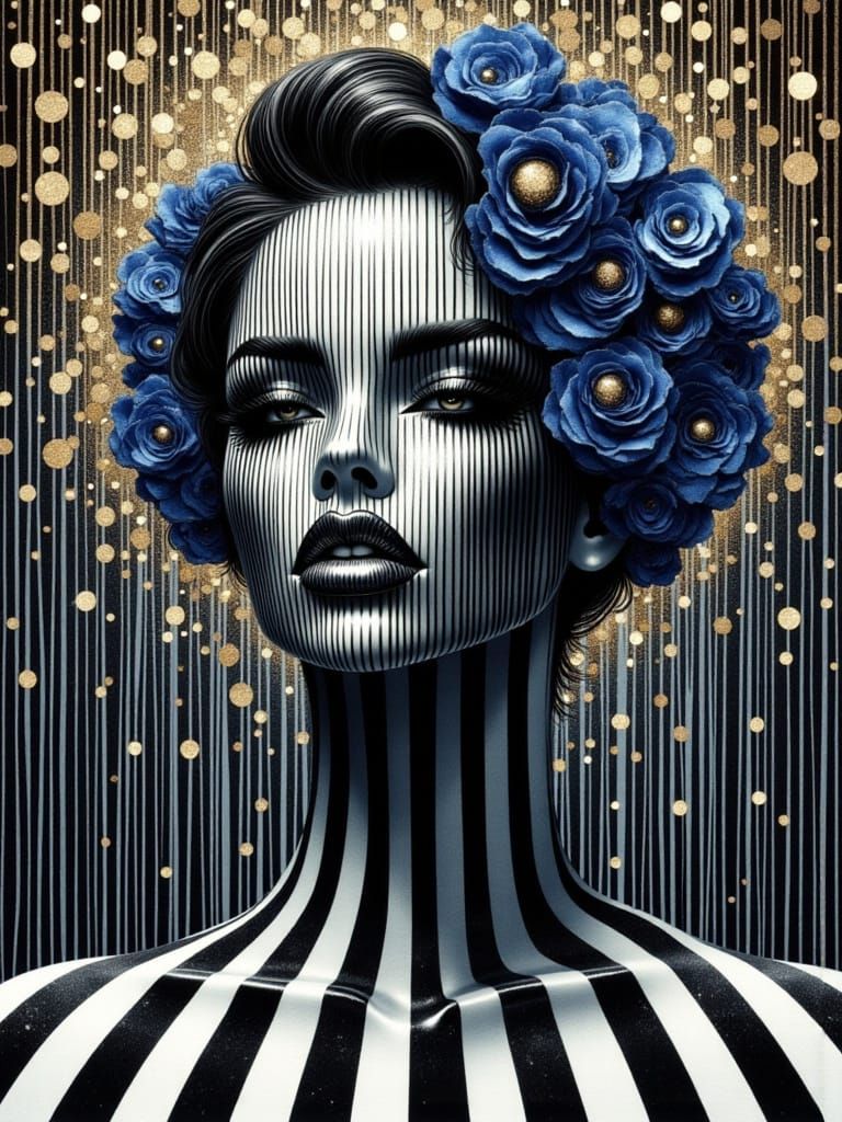 Surreal Female Figure in Linear Elegance Style