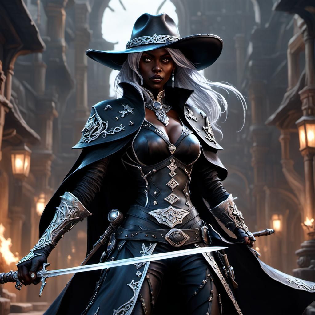Persya Dzurini, drow exile, former dueling mistress for Hous...