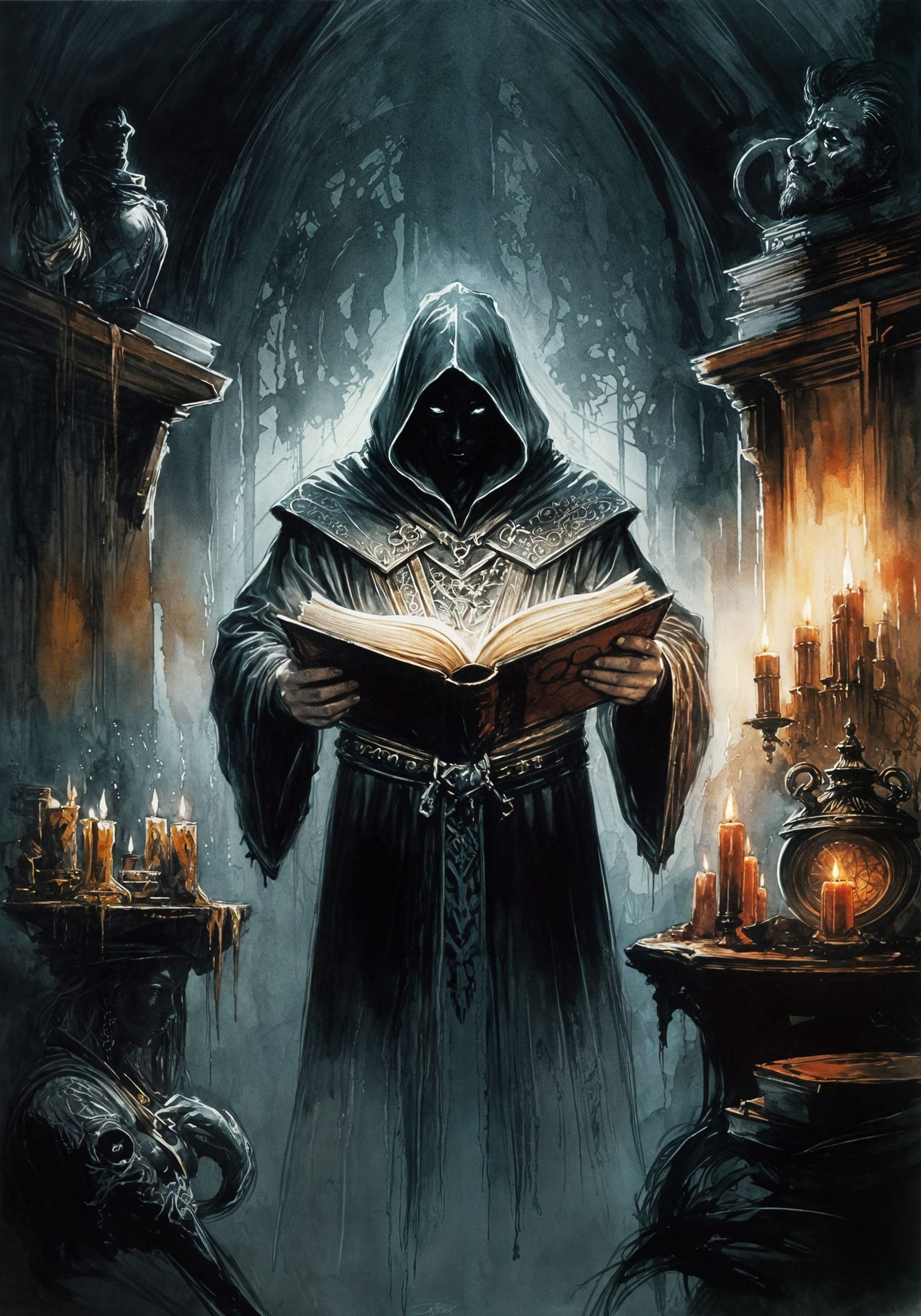 Dark, Mysterious Savant Master of Eldritch Magic in Ink