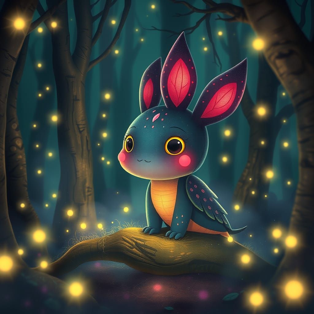 Whimsical Glimbo in Mystical Forest, Digital Art