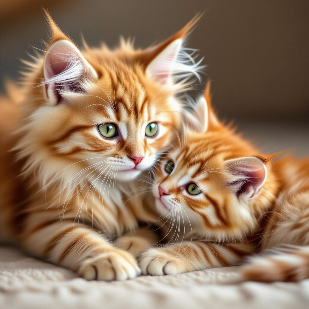 Two Fluffy Kittens Playing