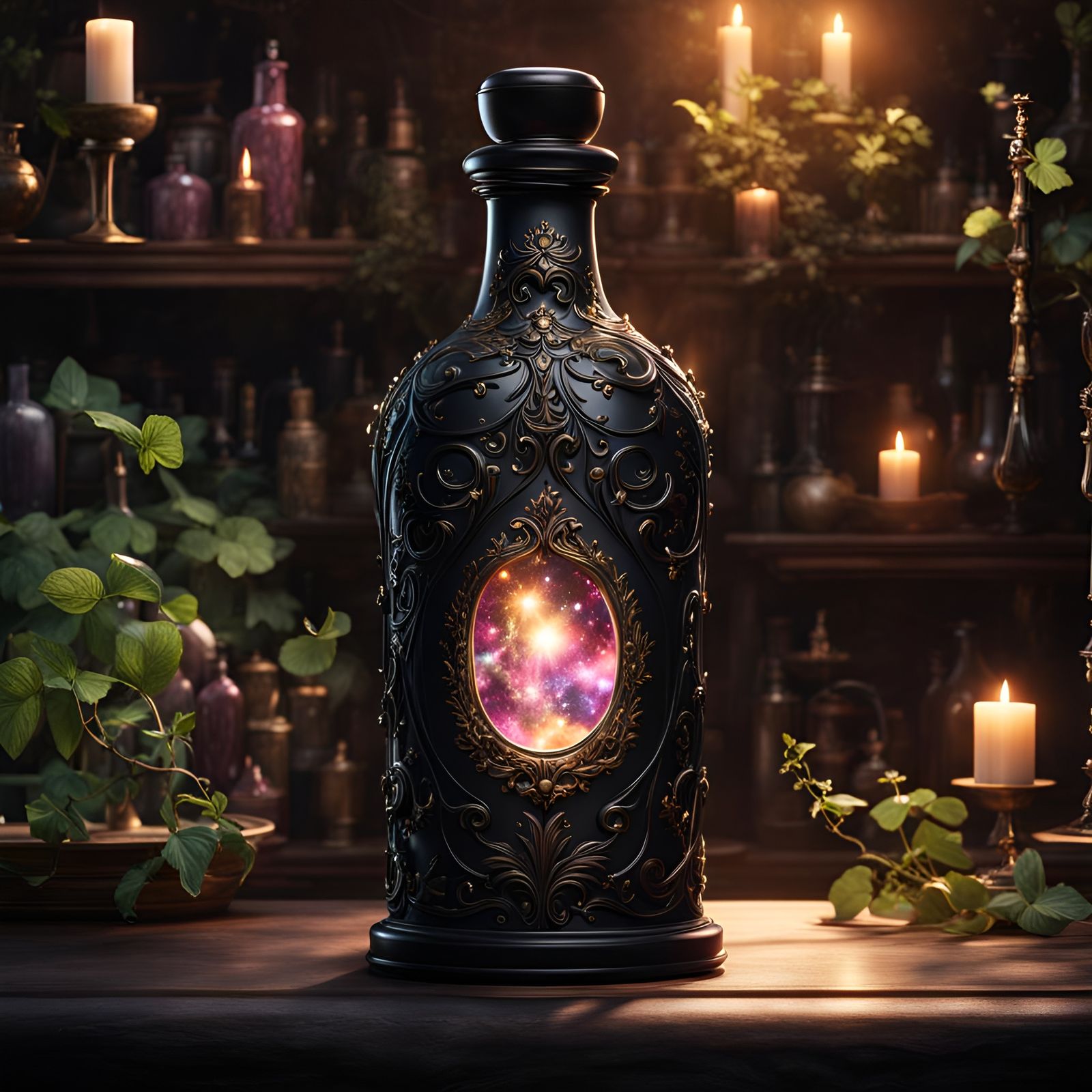 Enchanted Bottle Bursting with Magic Essence