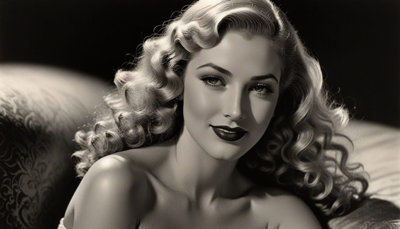 Glamorous Blonde Starlet Portrait in 1930s Style