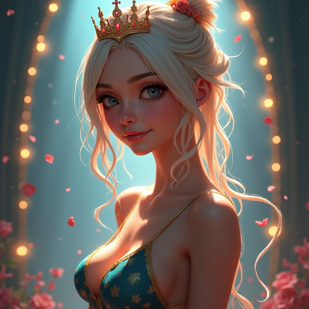 Bikini Princess in Fantasy Setting, Hyperdetailed Art