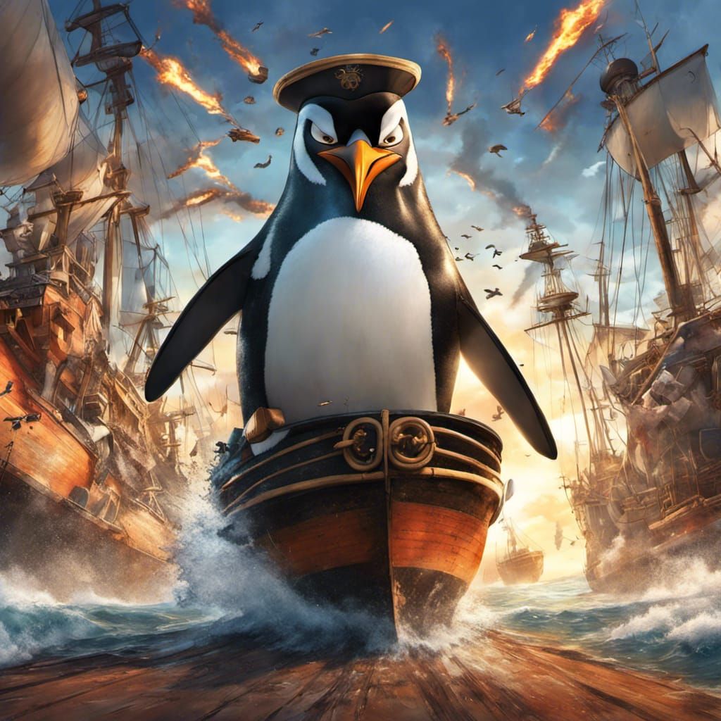 Pirate Penguins of Madagascar Battle at Sea