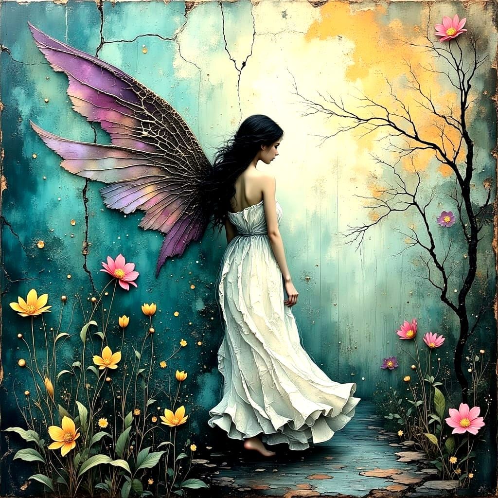 Mysterious Angel Watches Over a Lonely Soul in a Dreamy Nigh...