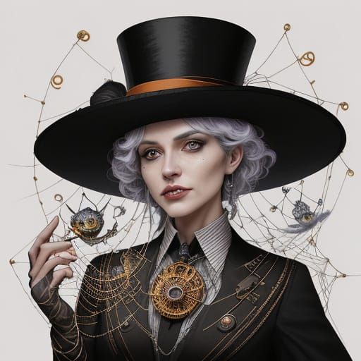 Floating Orange Tophat Creature with Jagged Teeth