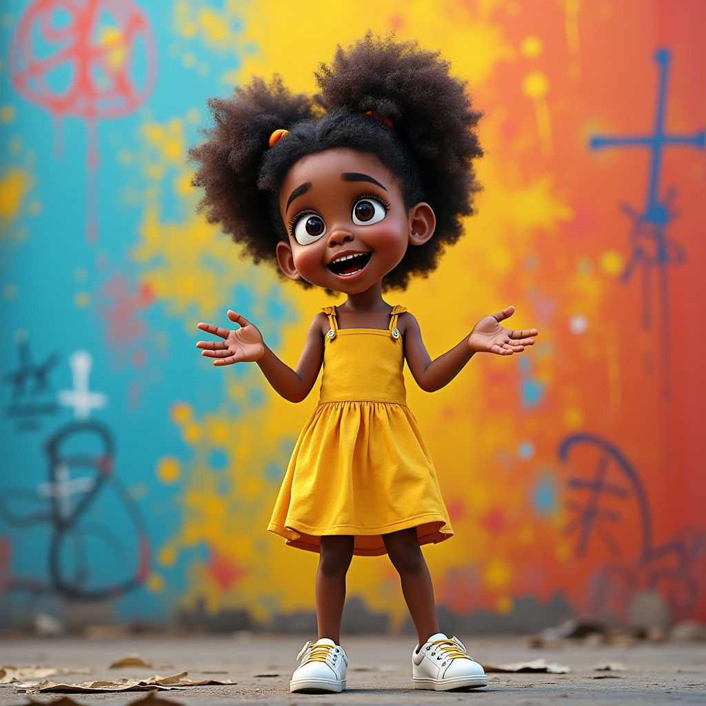 Girl Explains Finance as 3D Digital Art