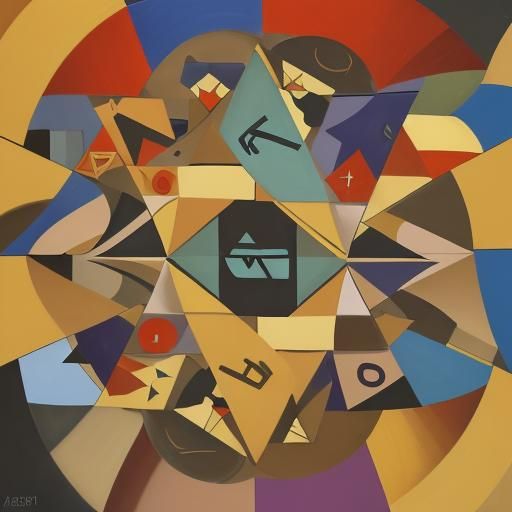 Hebrew Letters in Abstract Cubist Style