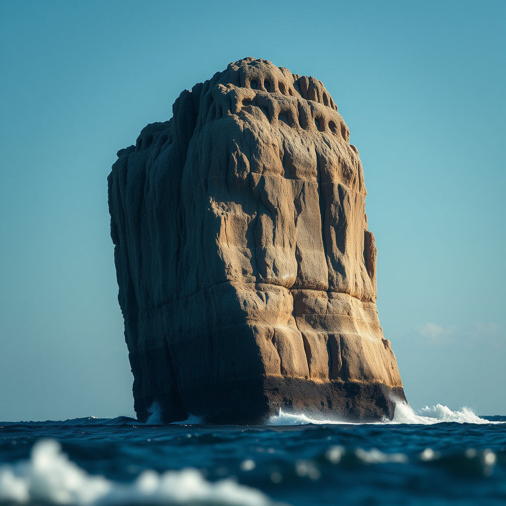 Ocean Monolith in Natural Sunlight, Professional Photography