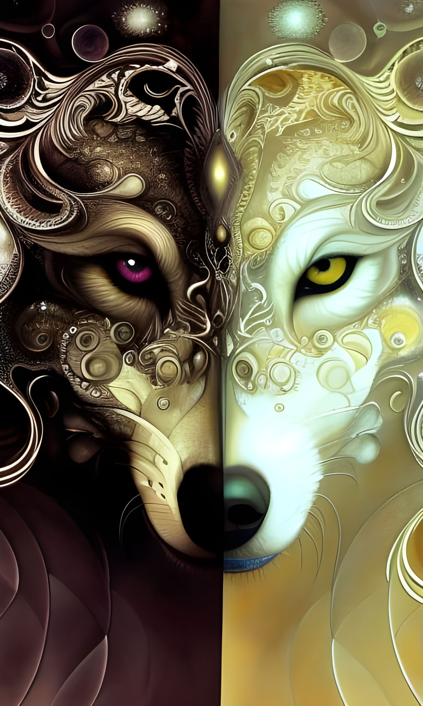 Fractal White Wolf Close-Up: A Fantasy Masterpiece