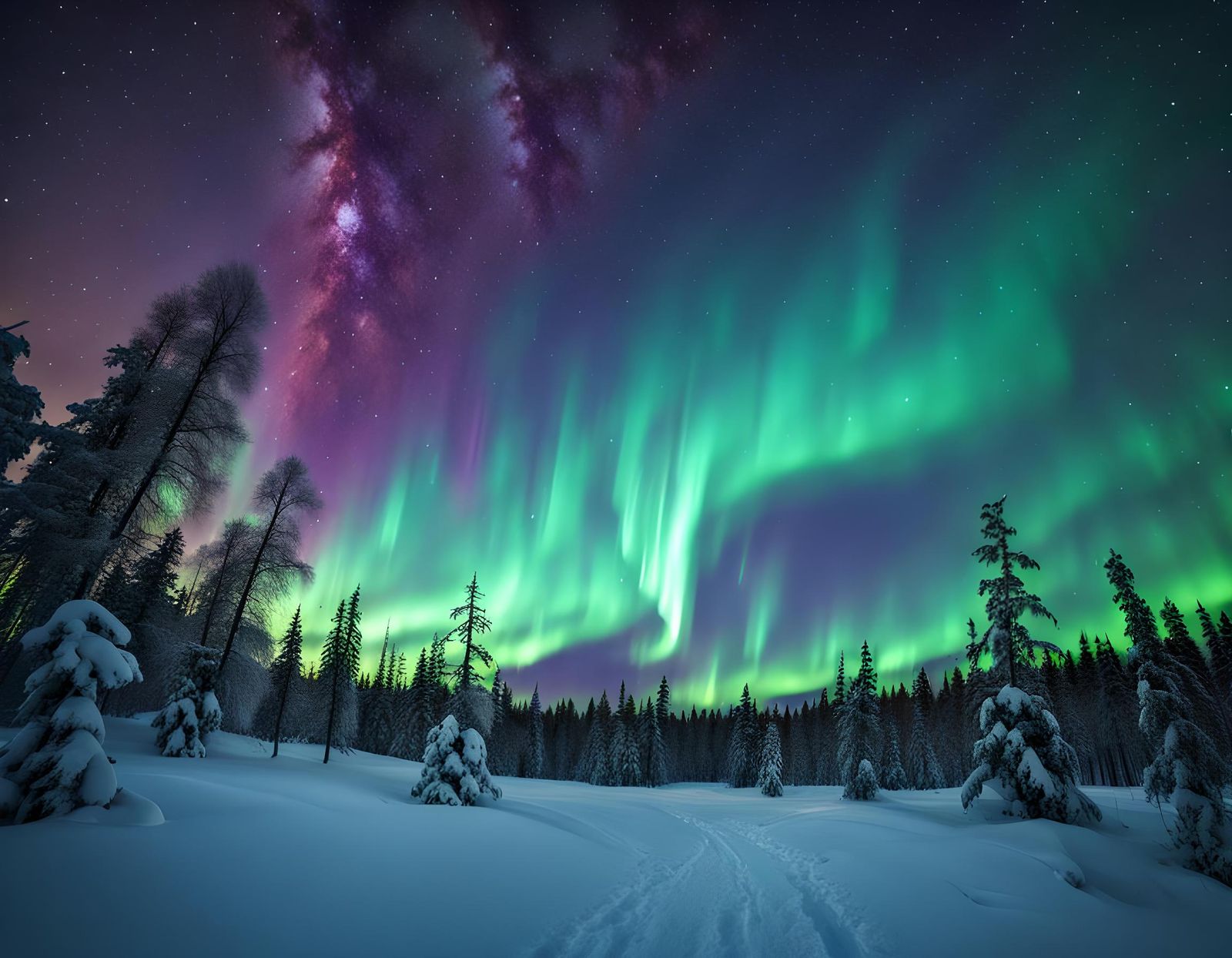 Aurora Sky: Falling Star Over Winter Lapland