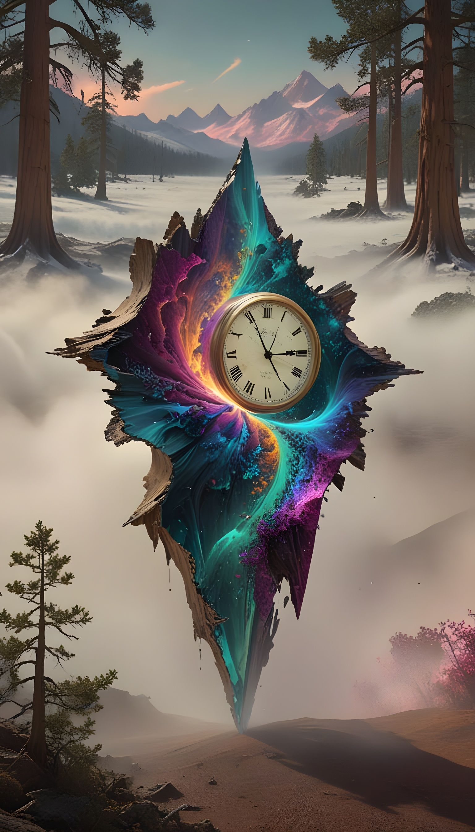 Surreal Matte Painting of a Timeless Dreamscape with Dimensi...