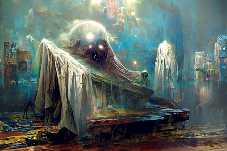 Ethereal Ghost in Bedroom, Dark Fantasy Art