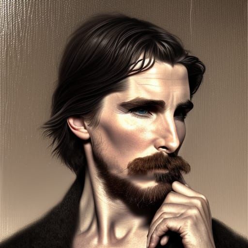 Handsome Christian Bale Portrait in Victorian Style