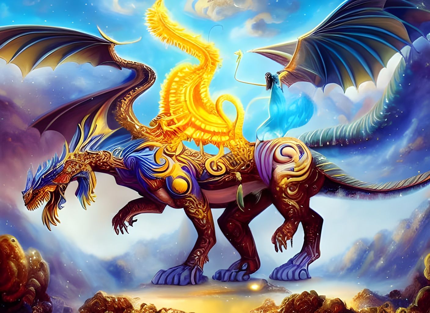 Magical Sphinx Dragon Guarding a Cosmic Portal